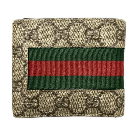 Auth GUCCI GG 408826 Beige Green Red PVC Cotton - Bifold Wallet - Picture 3 of 14